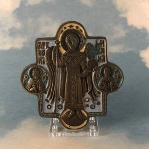 Metal Cross with enamel age unknown